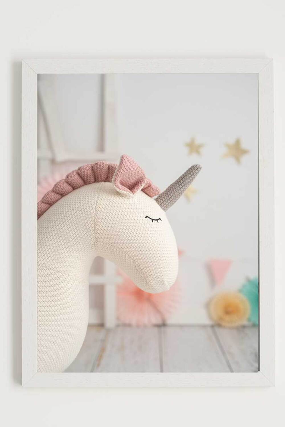 Cuadro infantil unicornio blanco