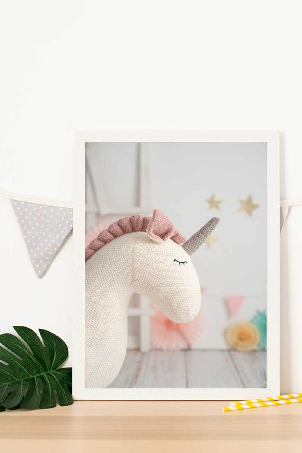 Cuadro infantil unicornio blanco