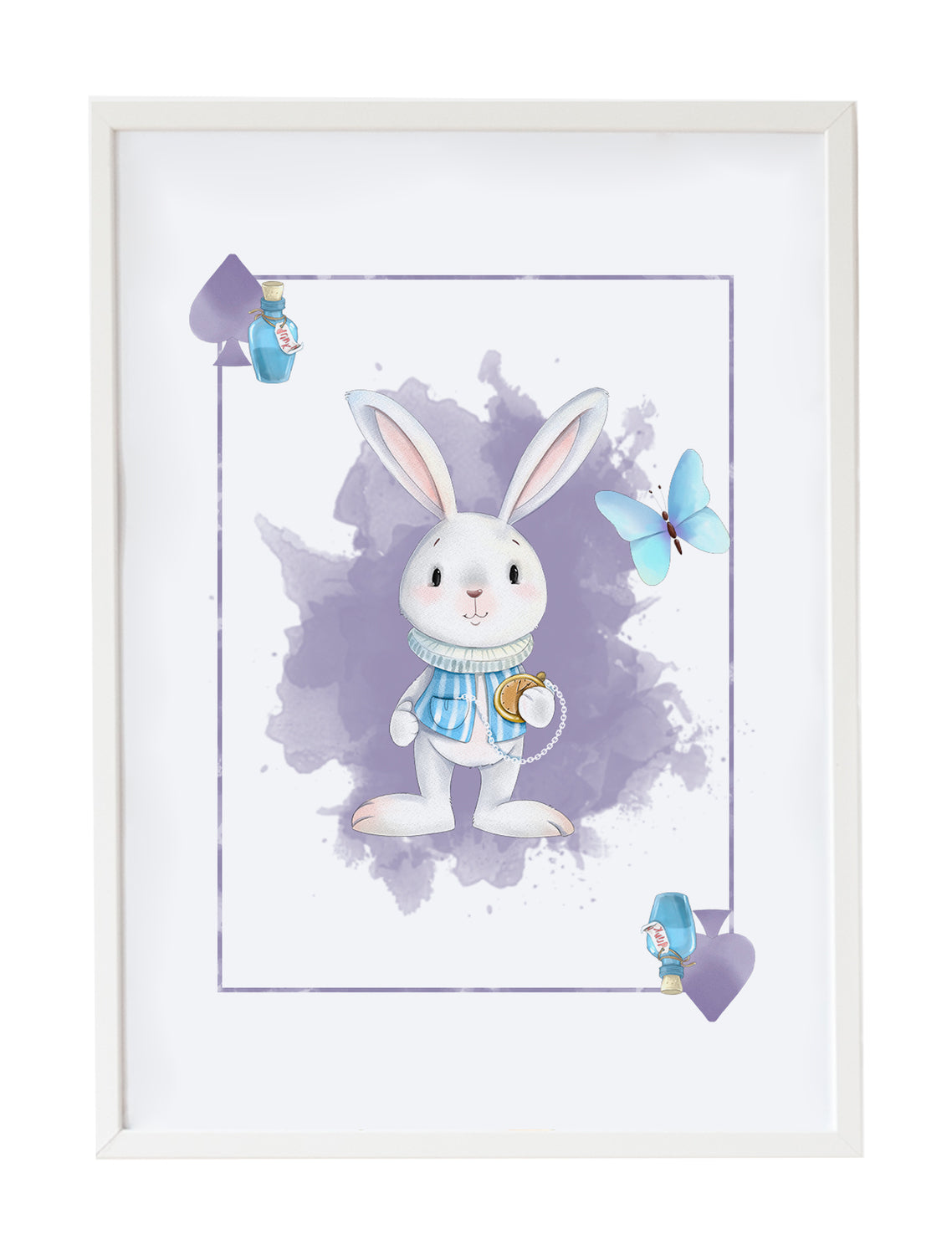 Cuadro infantil conejo carta picas