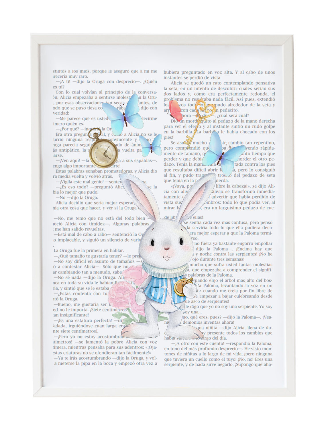 Cuadro infantil conejo con fondo cuento