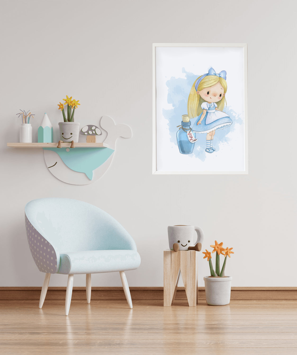 Cuadro infantil Alicia con pocima azul