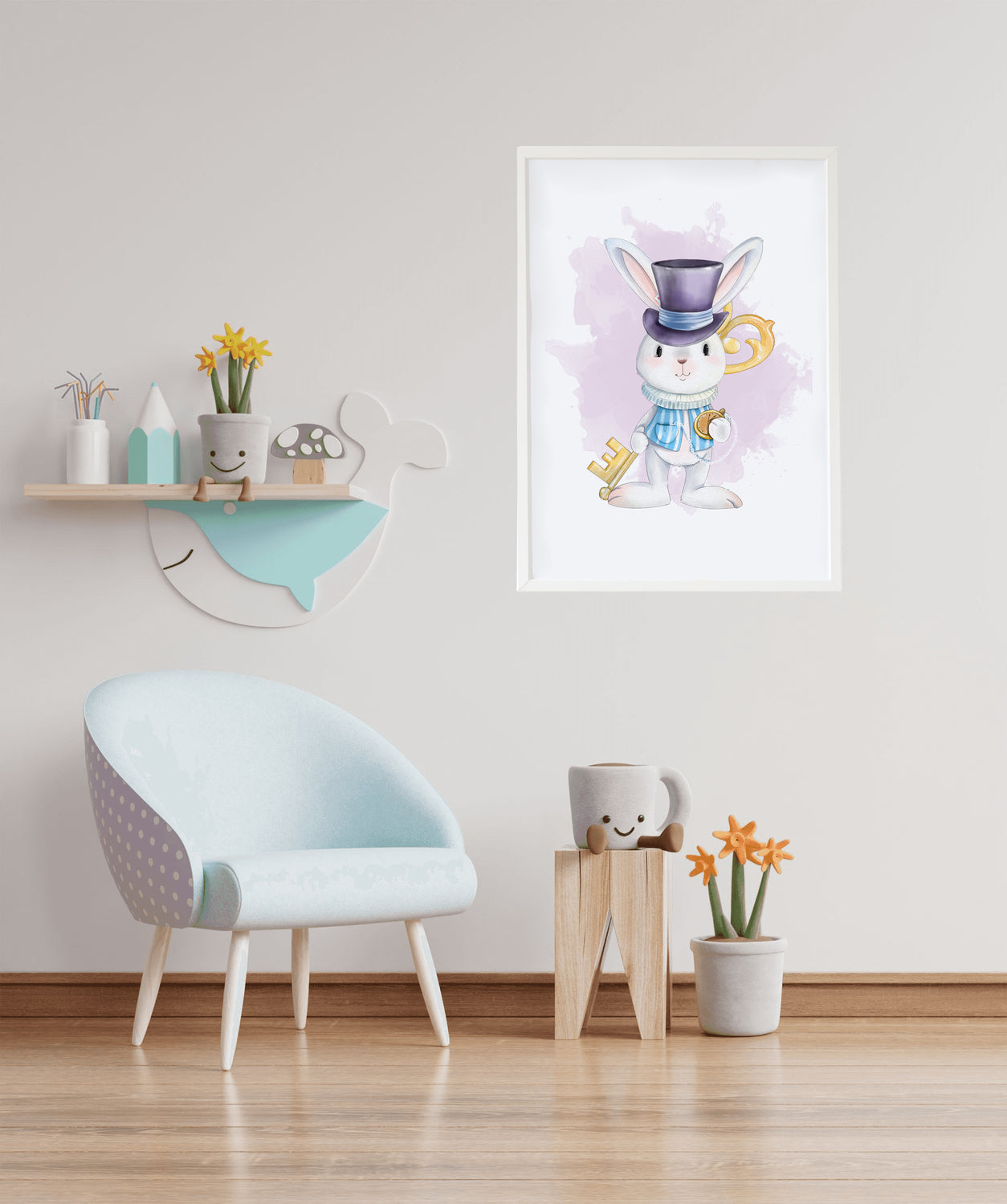 Cuadro infantil conejo llave