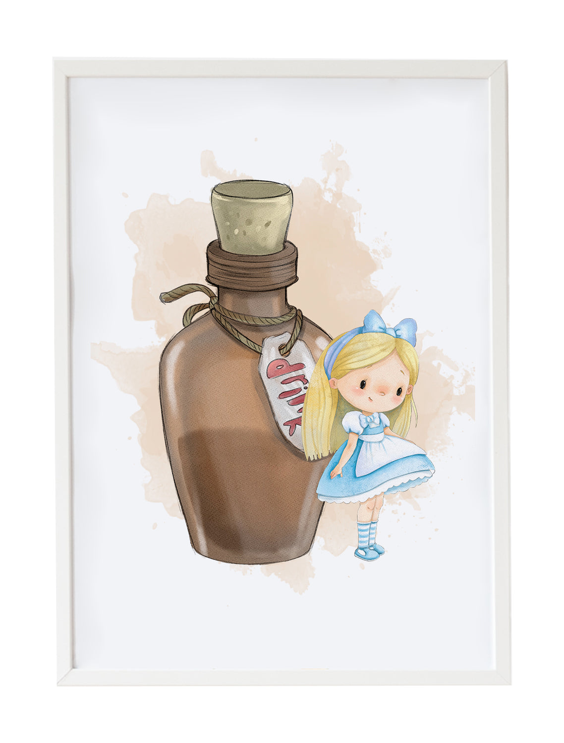 Cuadro infantil Alicia con pocima marrón
