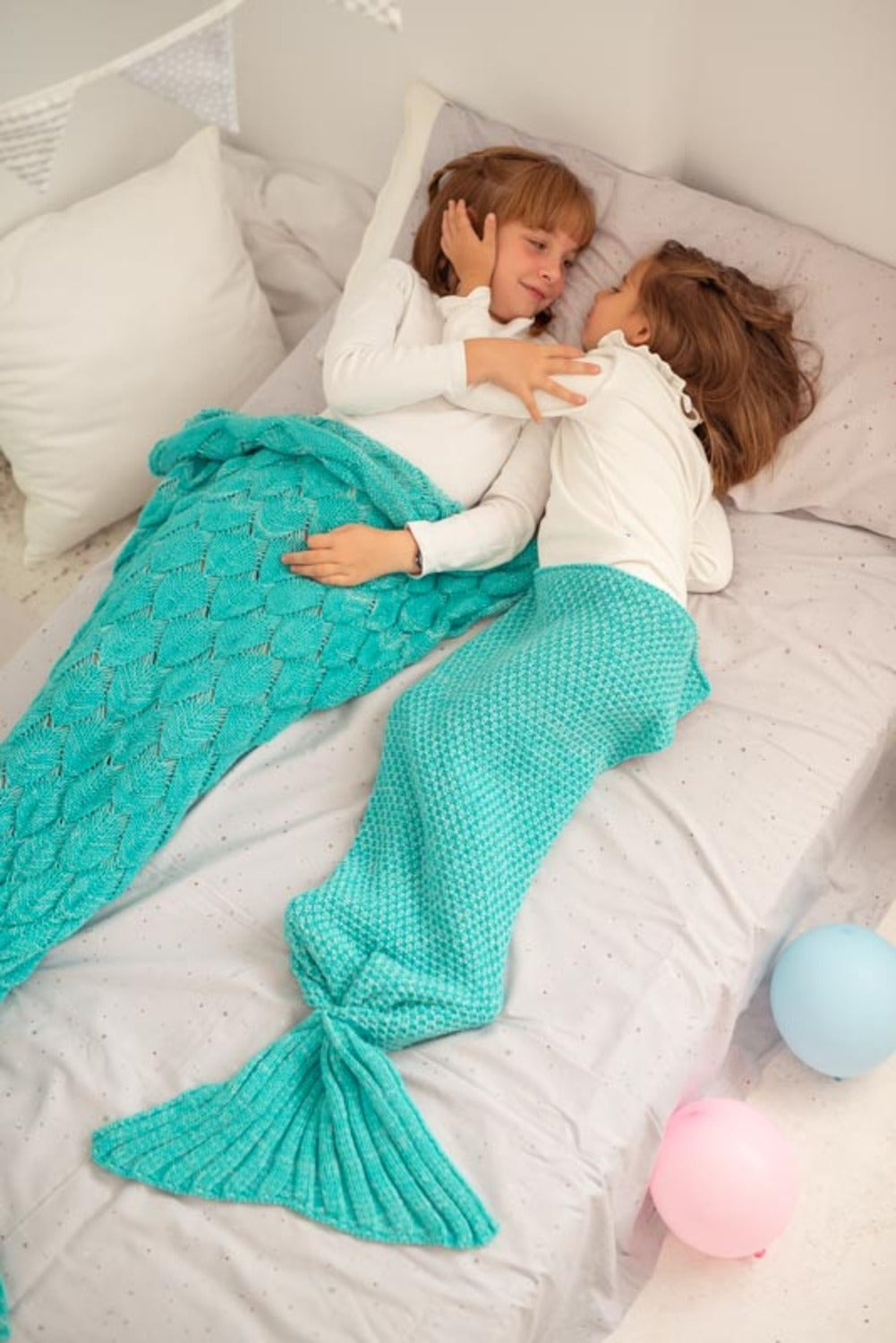 Manta infantil cola de Sirena azul turquesa Talla M