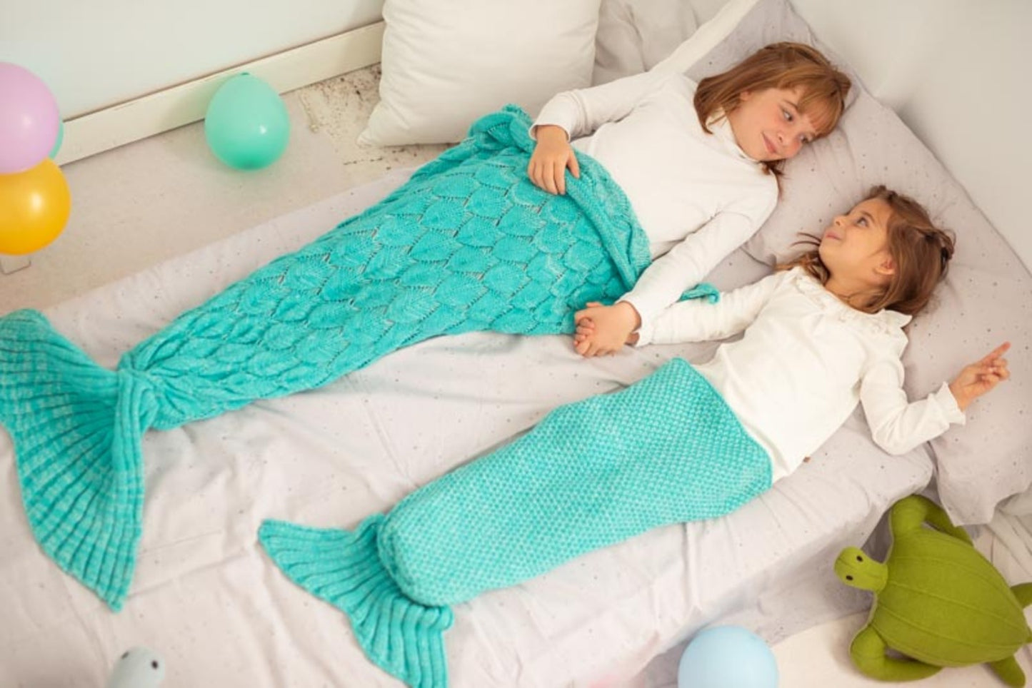 Manta infantil cola de Sirena azul turquesa Talla M