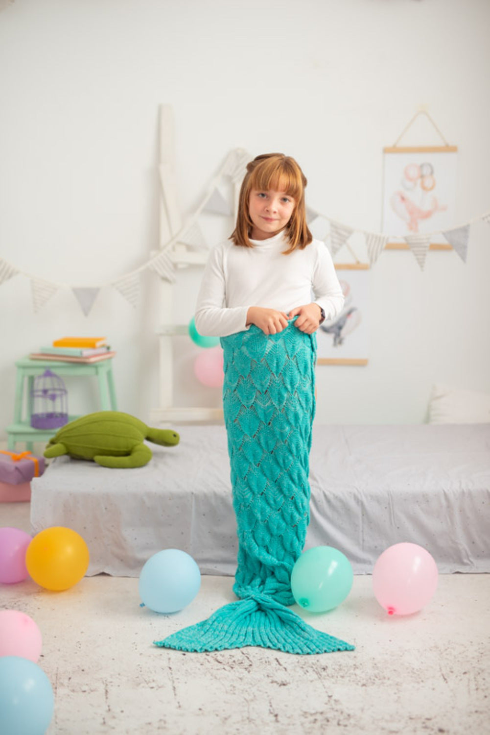 Manta infantil cola de Sirena azul turquesa Talla M