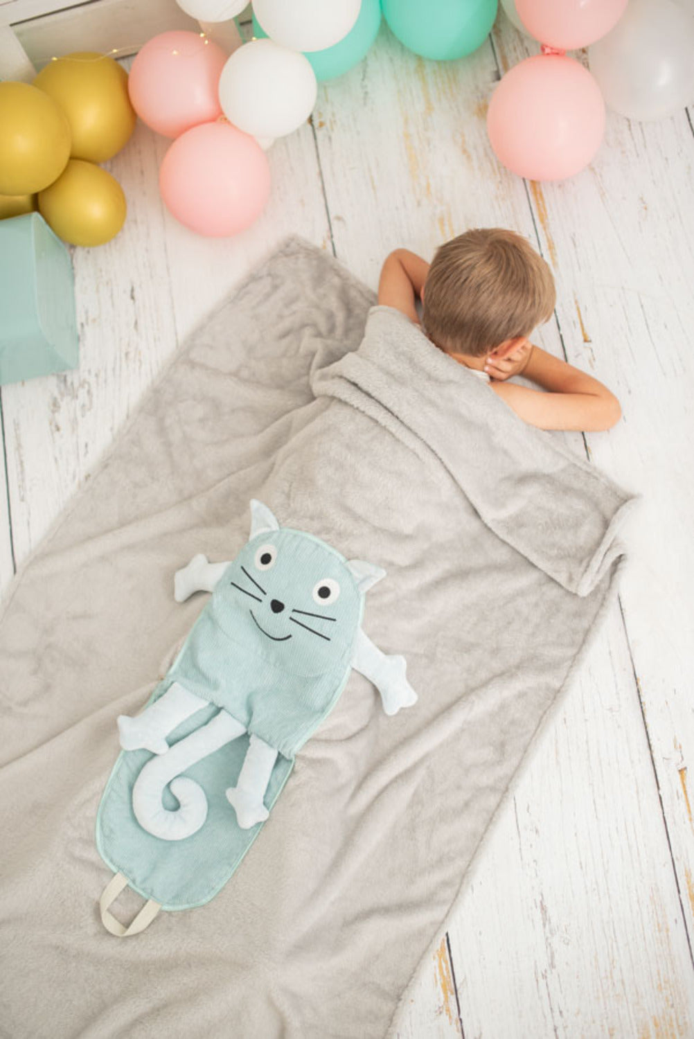 Manta infantil de viaje gato verde