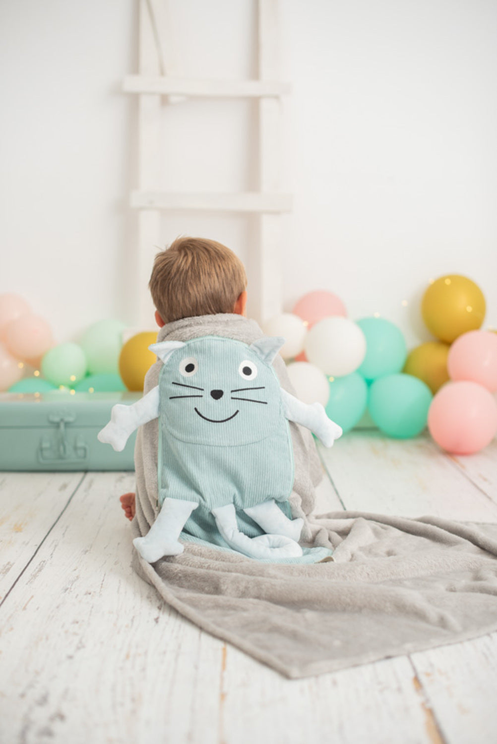 Manta infantil de viaje gato verde