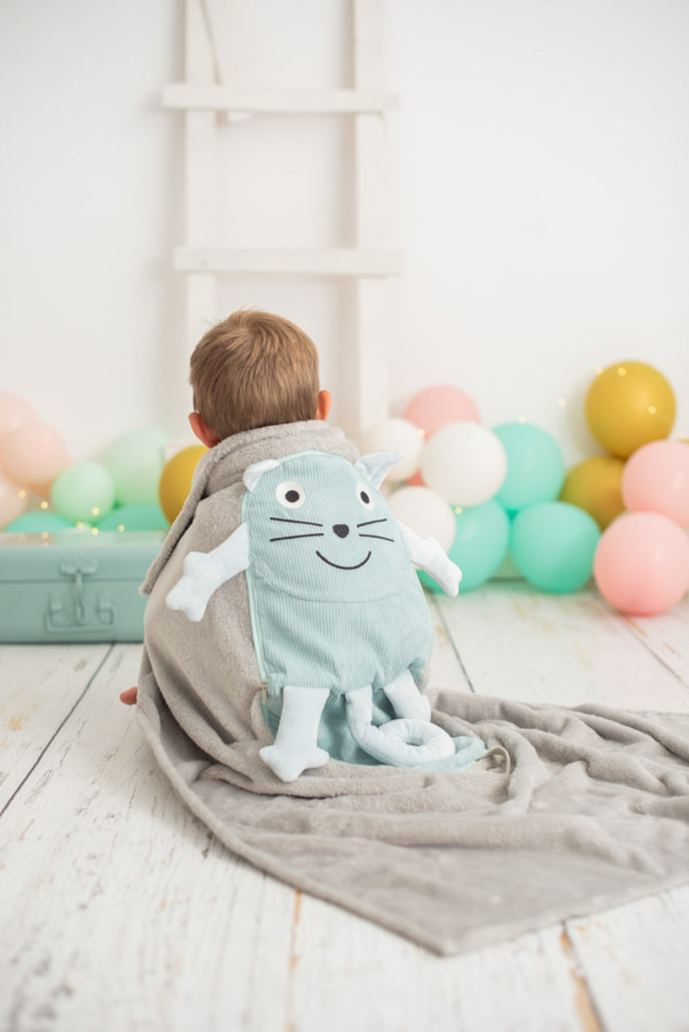 Manta infantil de viaje gato verde