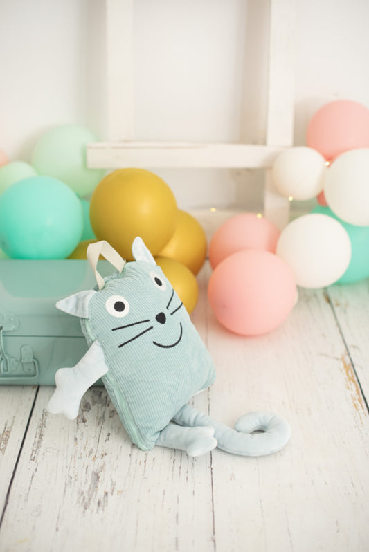 Manta infantil de viaje gato verde