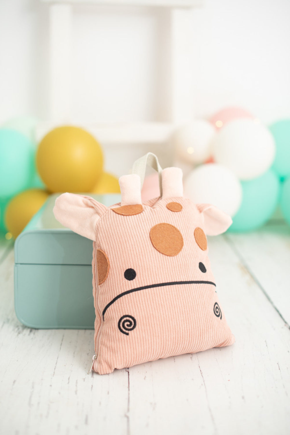 Manta infantil de viaje jirafa rosa