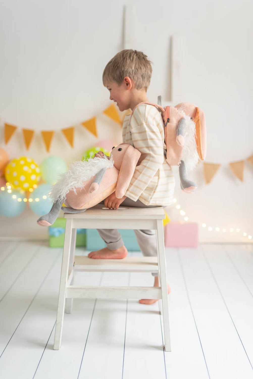 Cojin infantil conejo rosa y blanco