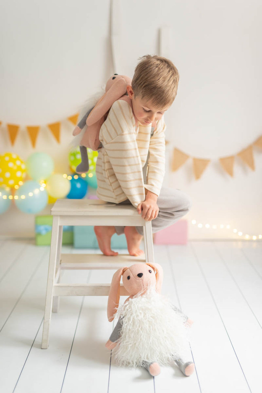 Cojin infantil conejo rosa y blanco