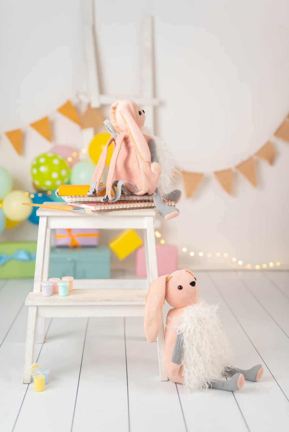 Cojin infantil conejo rosa y blanco