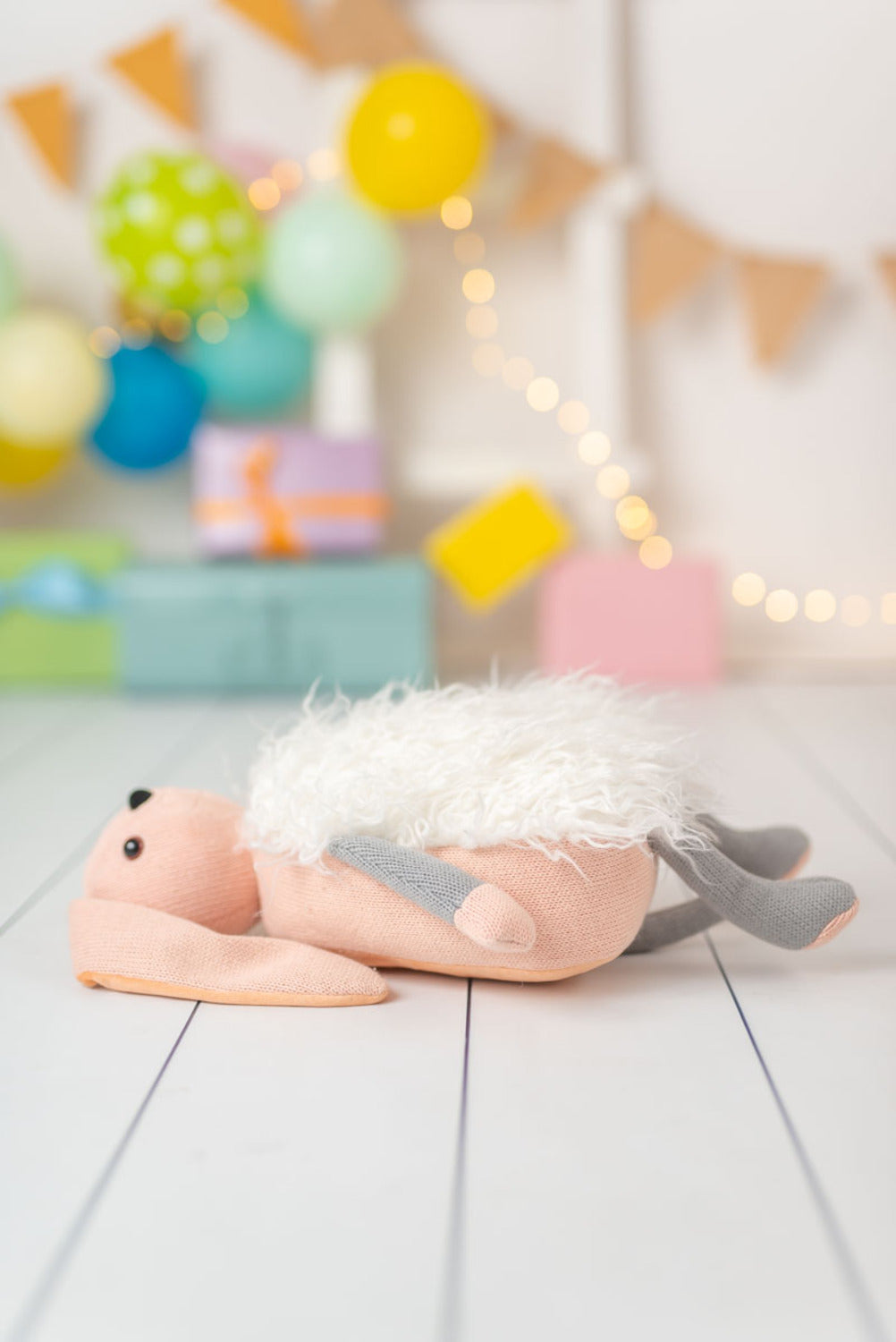 Cojin infantil conejo rosa y blanco