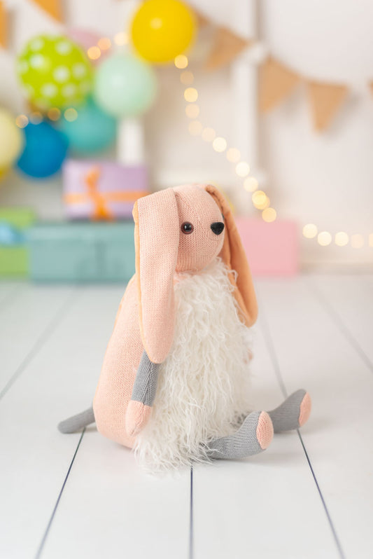 Cojin infantil conejo rosa y blanco