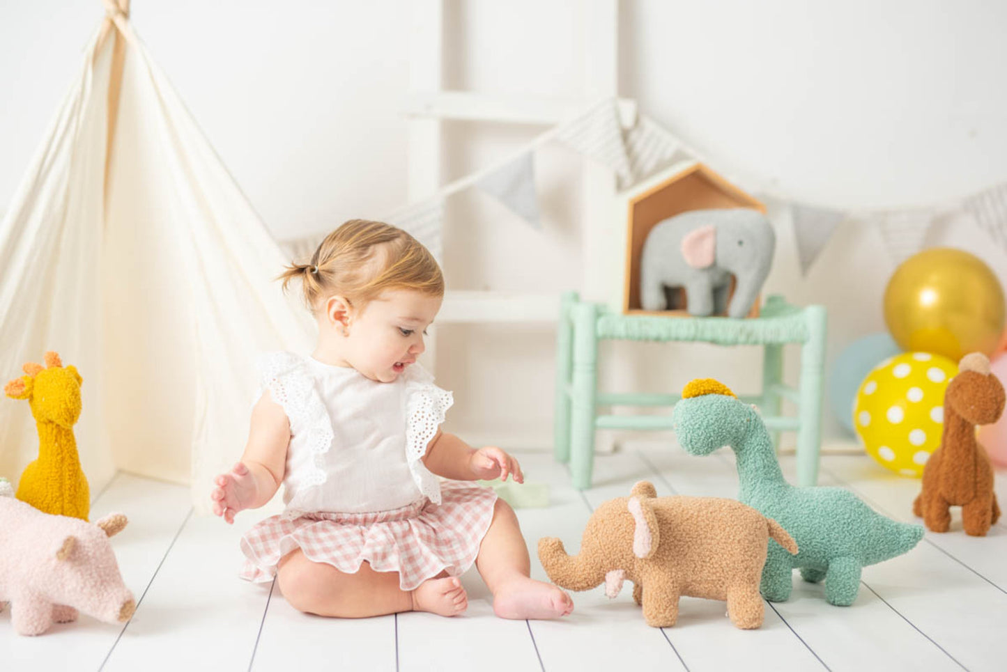 Peluche infantil bebe dinosaurio verde