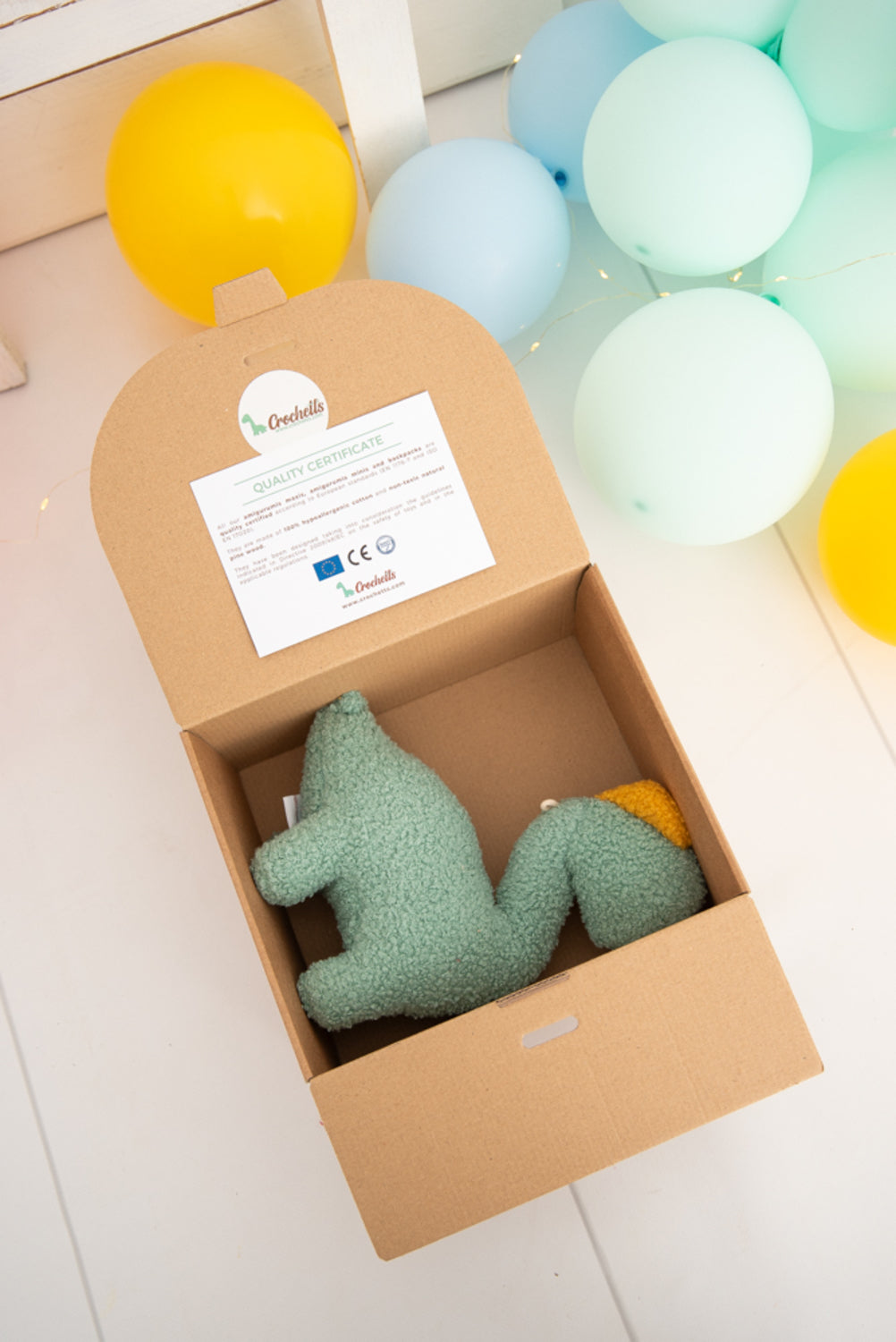 Peluche infantil bebe dinosaurio verde