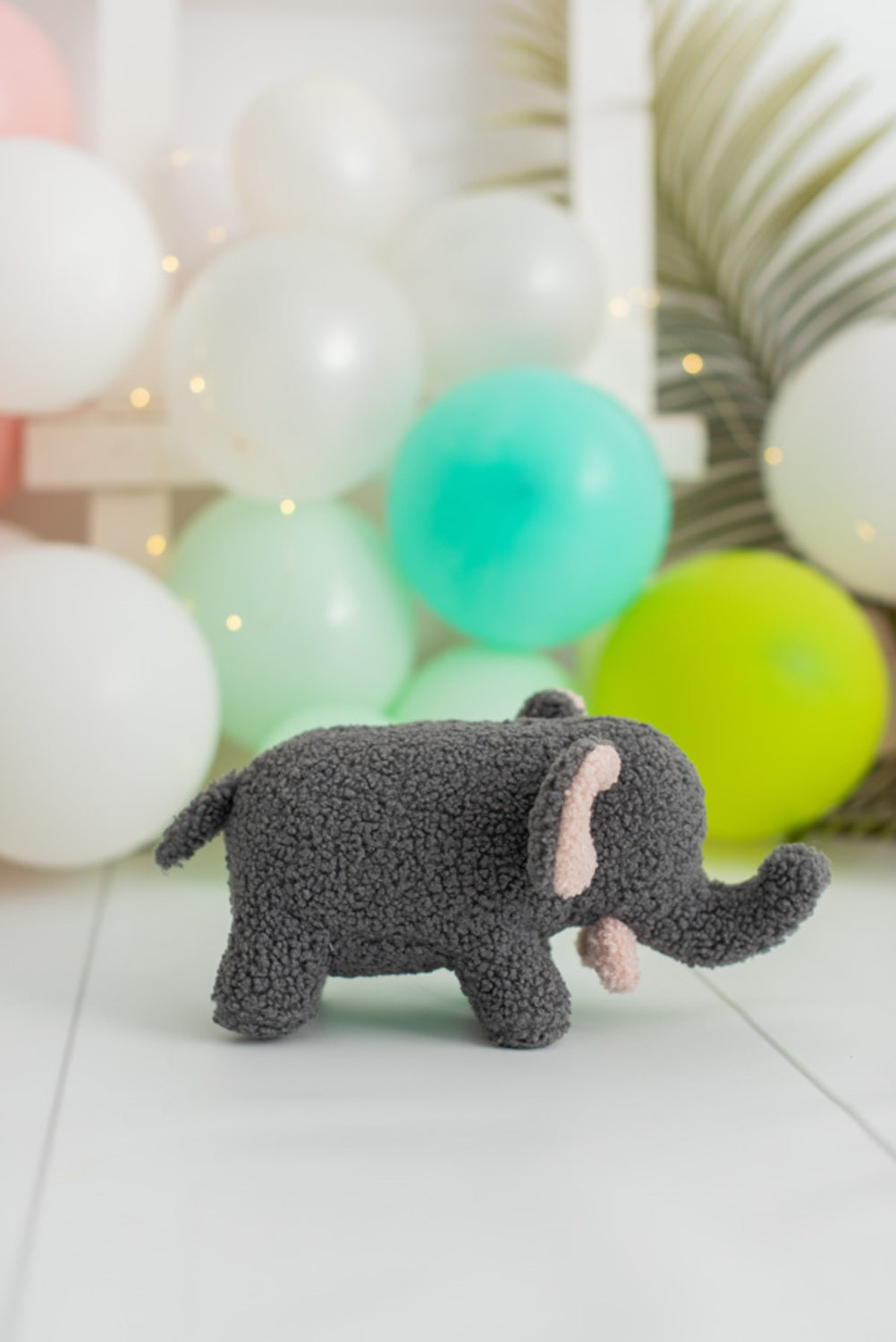 Peluche infantil bebe elefante gris y rosa
