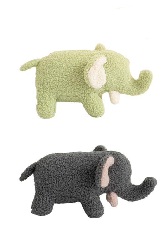 Set 2 peluches infantiles bebe formado por elefante verde y elefante gris y verde