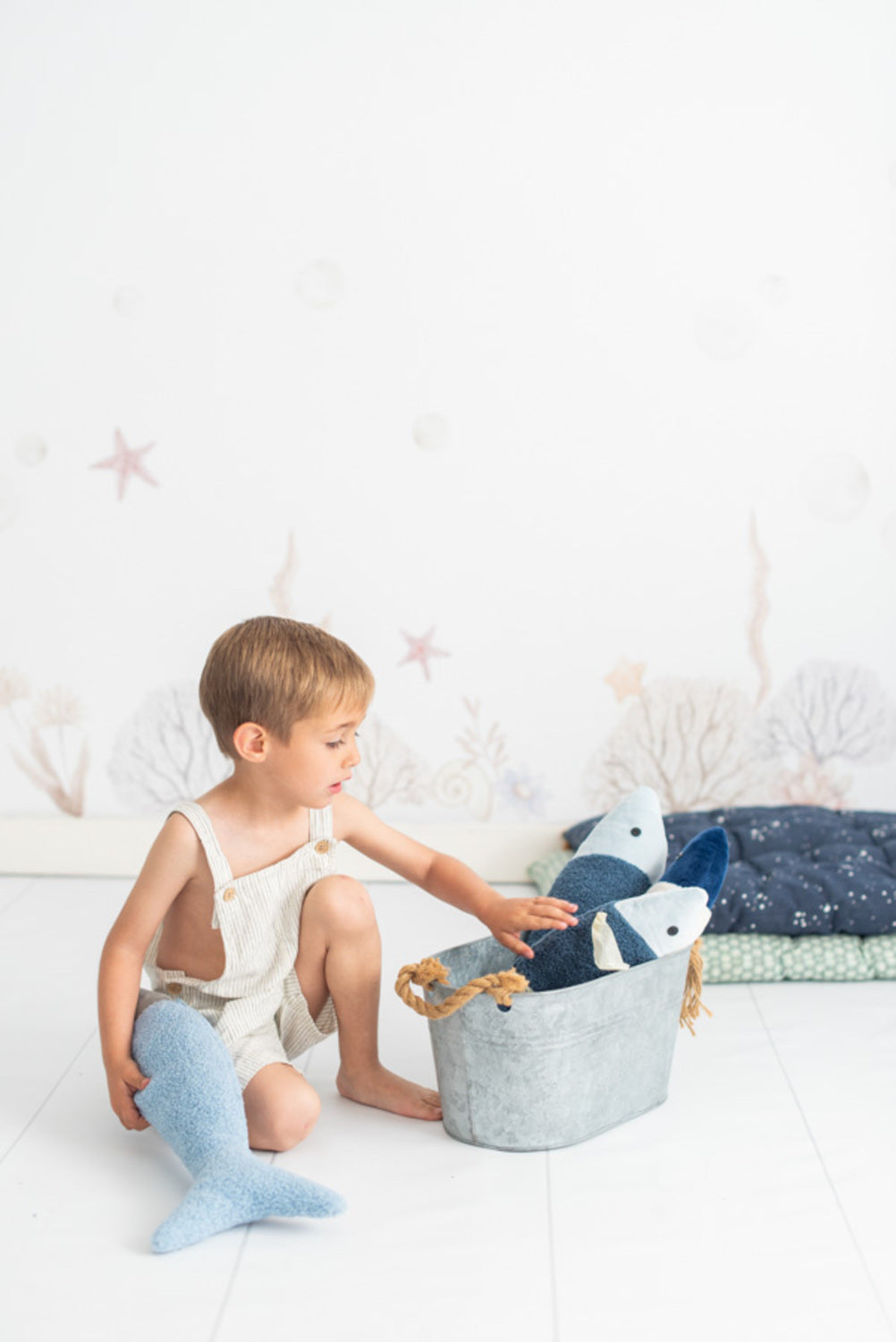 Set 2 peluches infantiles de pared formado por dos preces azul claro