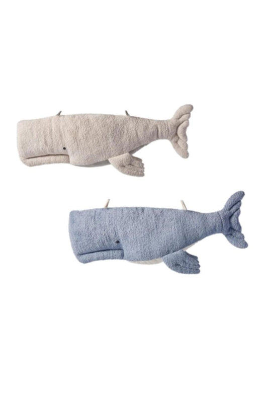 Set 2 peluches infantiles de pared formado por beluga beig y beluga azul claro