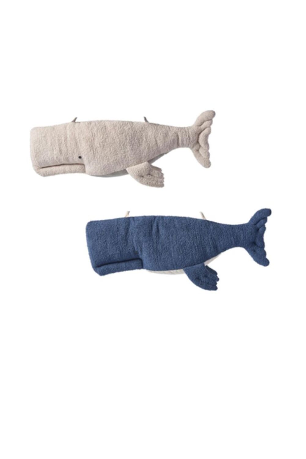 Set 2 peluches infantiles de pared formado por beluga beig y beluga azul oscuro