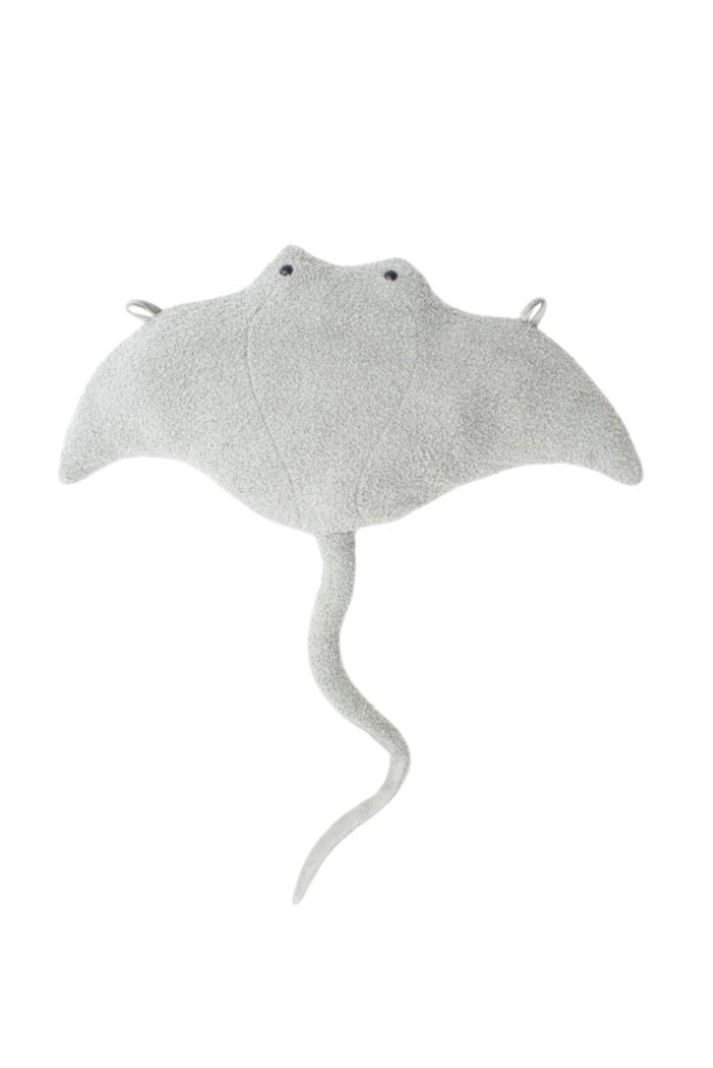 Set 3 peluches infantiles de pared formado por mantarraya gris y dos peces azul claro