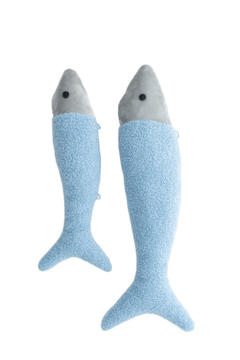 Set 3 peluches infantiles de pared formado por mantarraya gris y dos peces azul claro