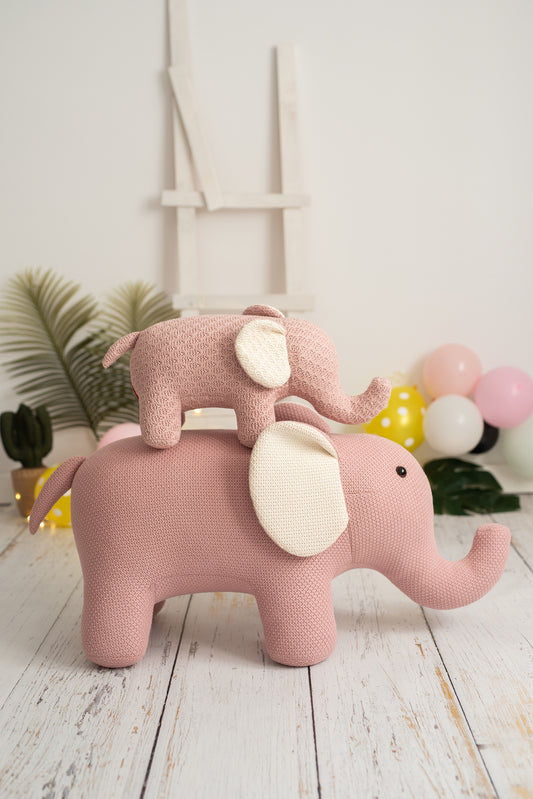 Lámina infantil fotografia familia elefantes rosa