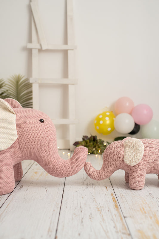 Lámina infantil familia elefantes rosa