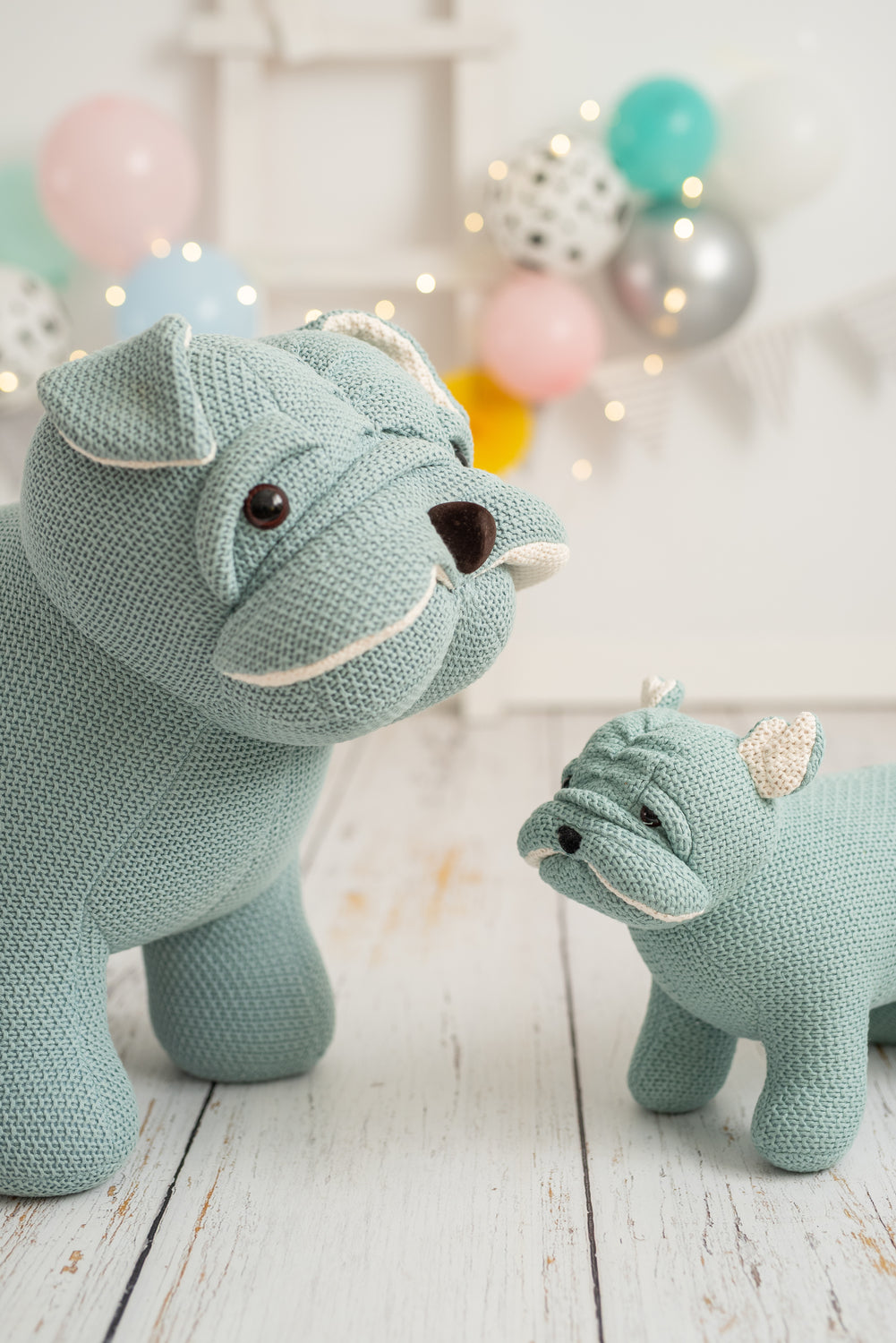 Lámina infantil familia perro azul verdoso