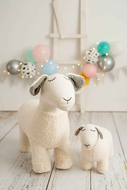 Lámina infantil fotografia familia ovejas blancas