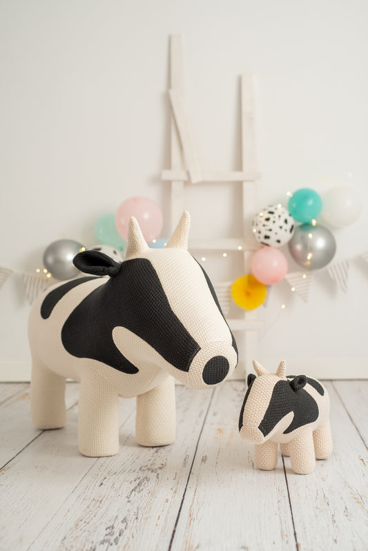 Lámina infantil fotografia familia vacas blanca y negra