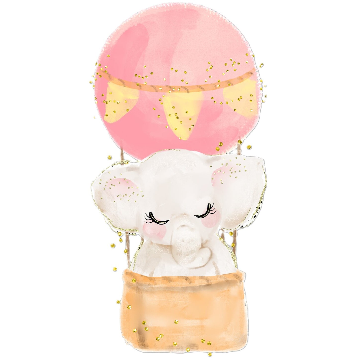 Lámina infantil elefante en globo rosa