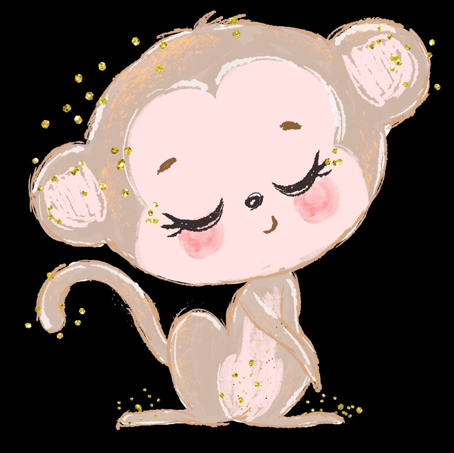 Lámina infantil mono marron