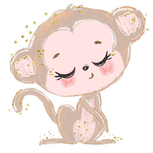 Lámina infantil mono marron