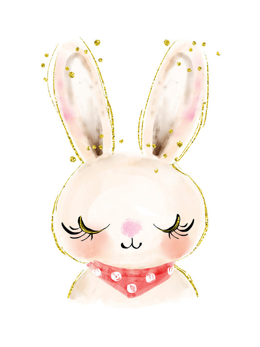 Lámina infantil conejo blanco y rosa