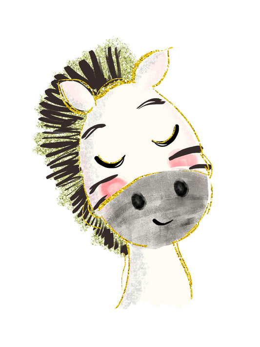 Lámina infantil cebra blanca y gris