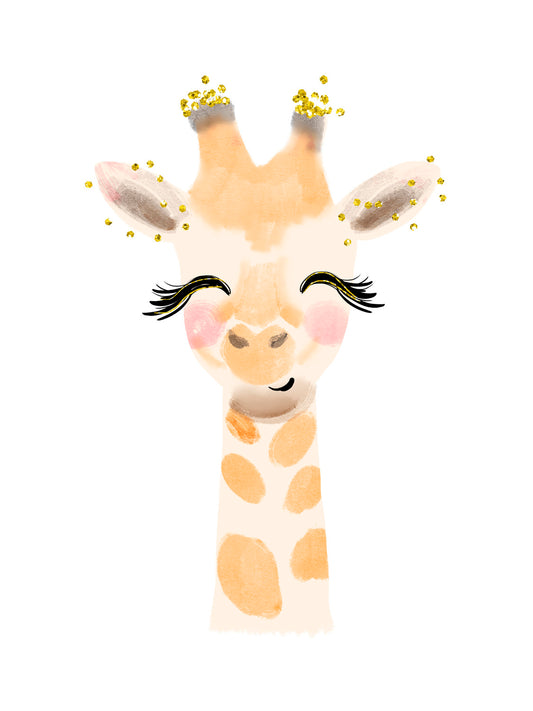 Lámina infantil jirafa naranja y rosa