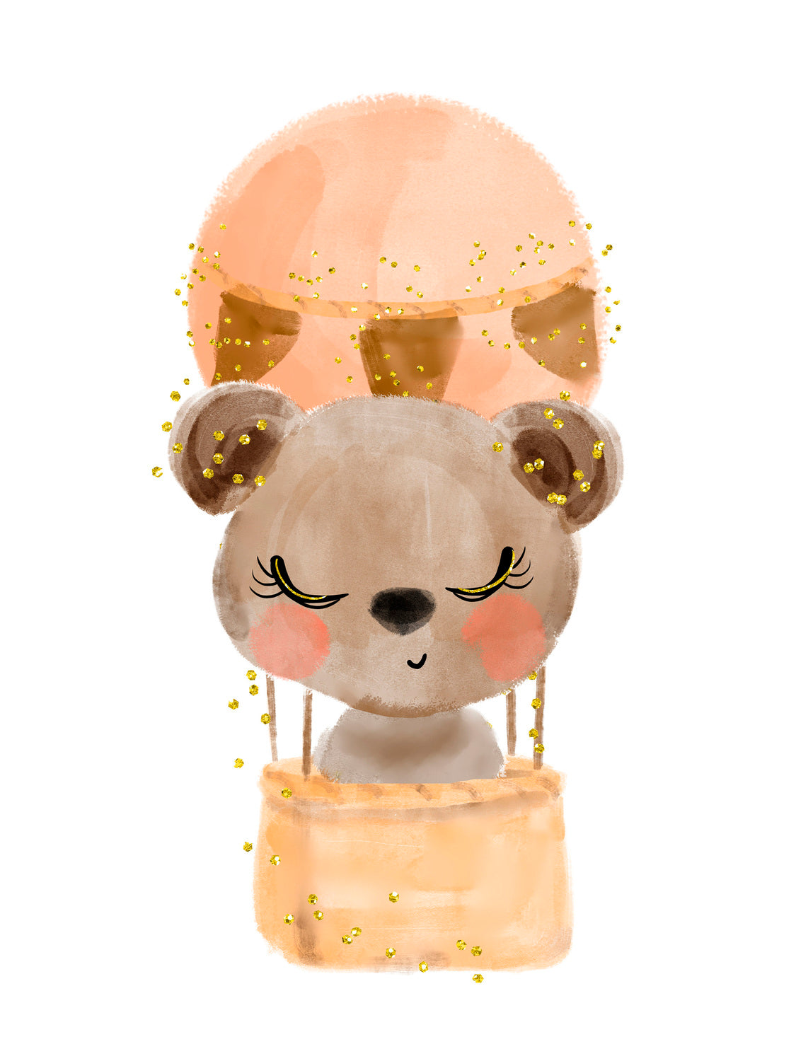 Lámina infantil oso marron en globo marron