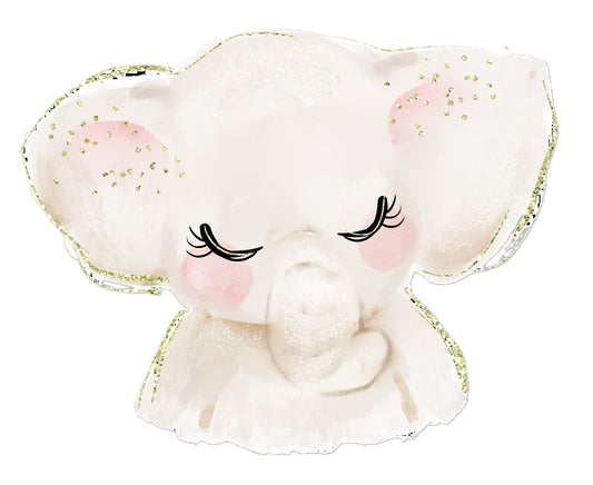 Lámina infantil elefante gris y rosa