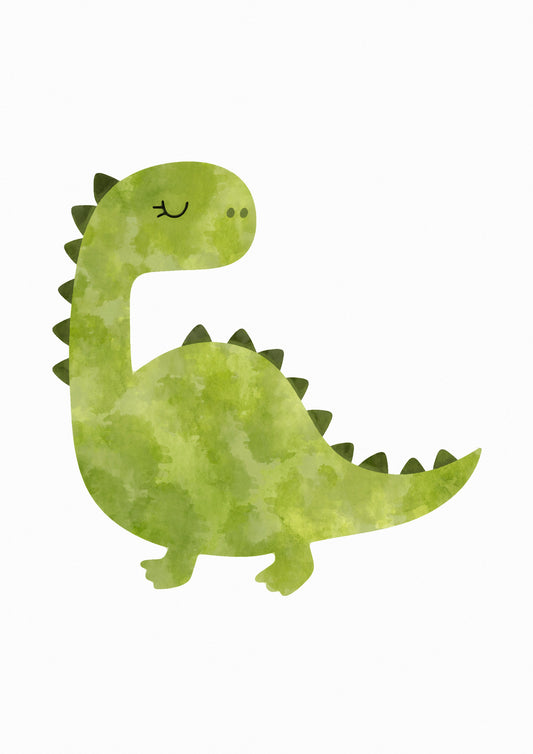 Lámina infantil ilustracion dinosaurio verde