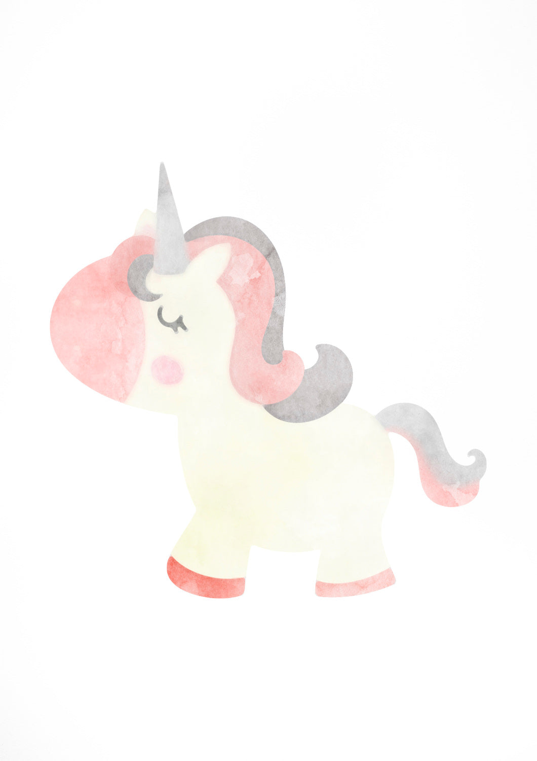 Lámina infantil unicornio blanco y rosa