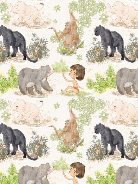 Lámina infantil ilustracion animales selva