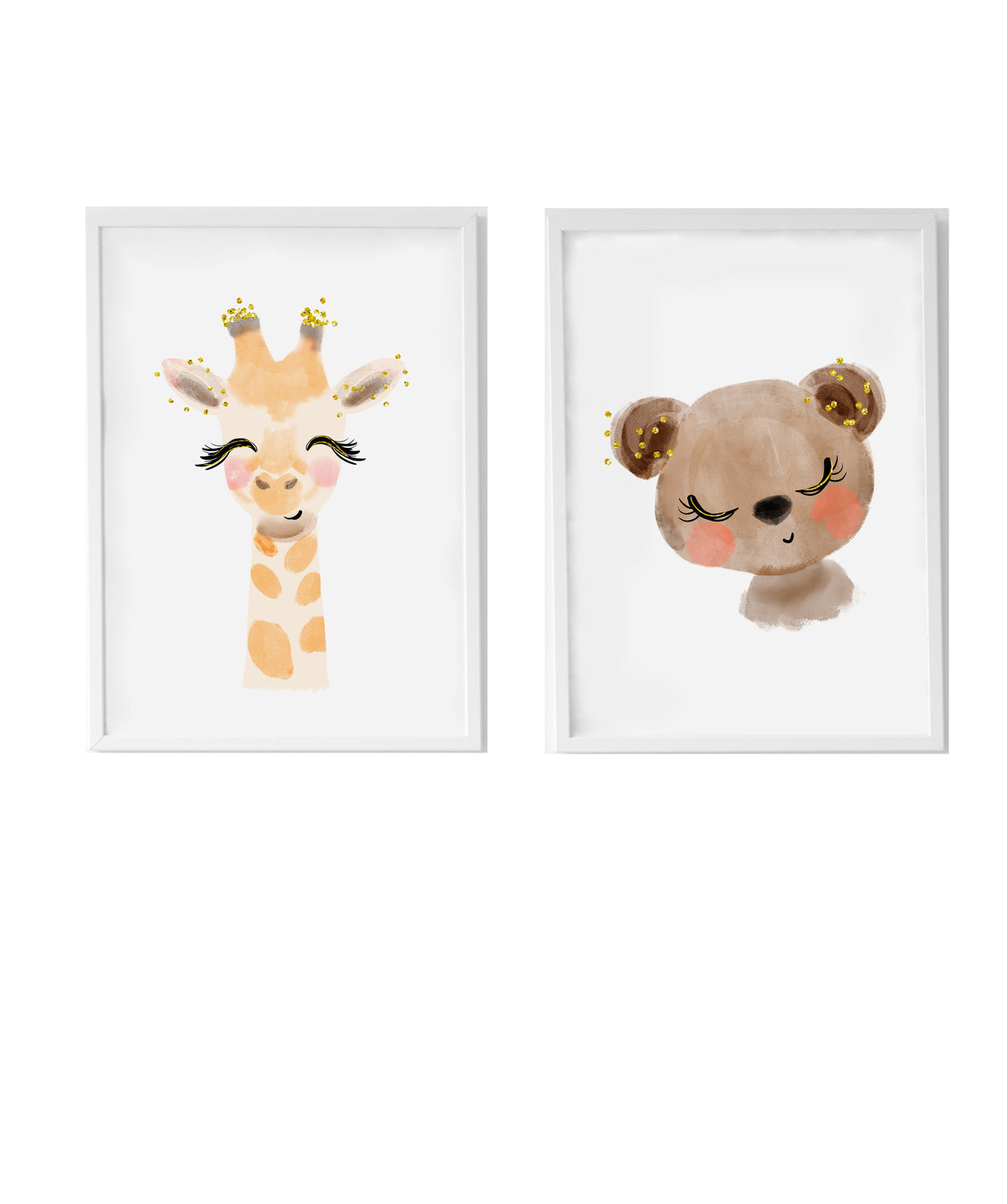 Set 2 Láminas infantiles formado por Lámina jirafa y Lámina oso