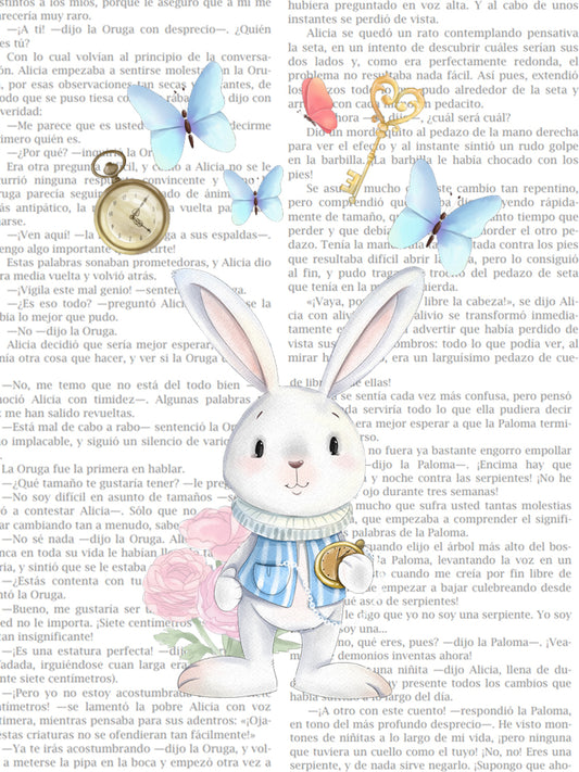 Lámina infantil conejo con fondo cuento