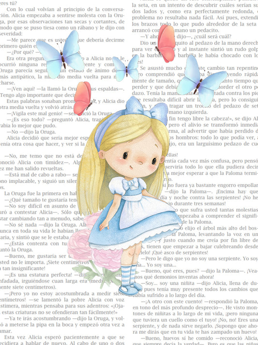 Lámina infantil Alicia con fondo Lámina
