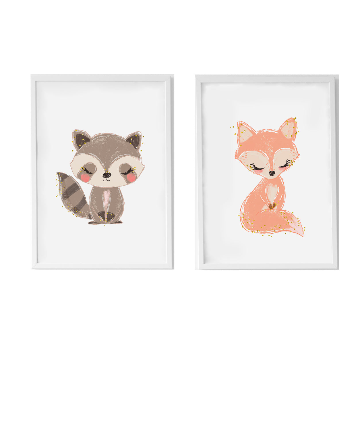 Set 2 Láminas infantiles formado por Lámina ardilla y Lámina ilustracion zorro