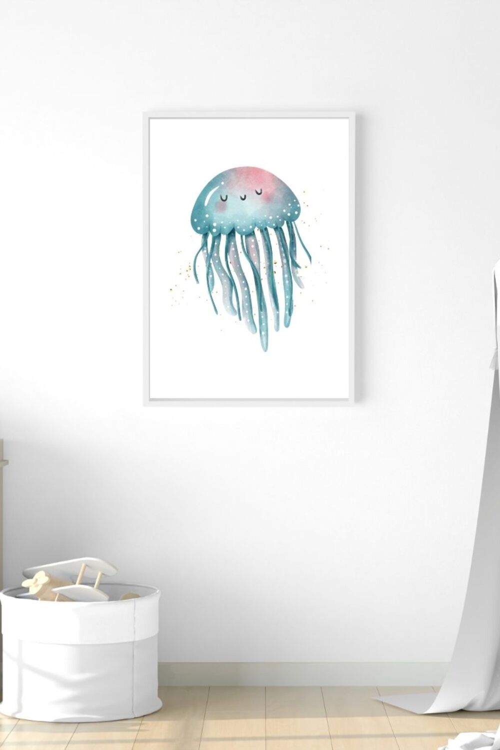 Cuadro infantil  medusa azul